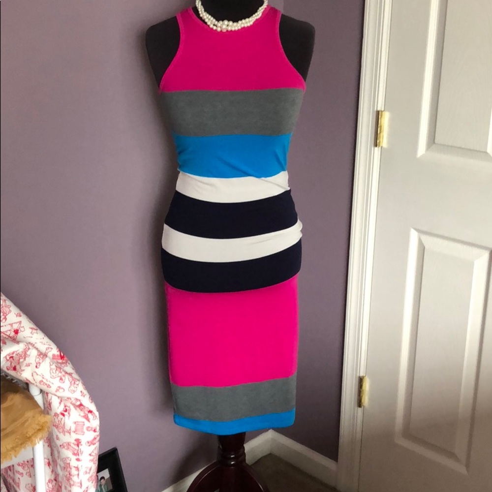 Express midi cotton stretch halter dress